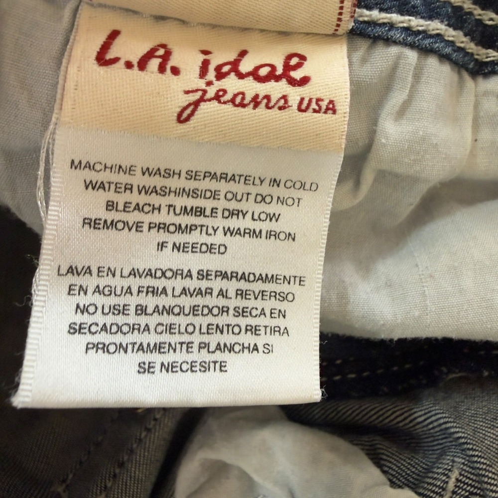 Y2K L.A. Idol USA Jeans Size 11 W33 L31.5 Rhinestone Fleur De Lis Bling Denim - Picture 12 of 14